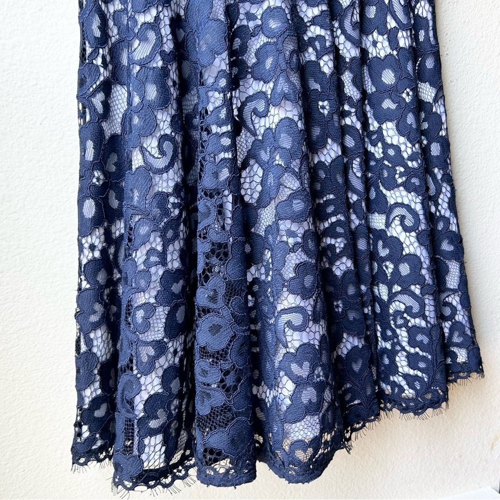 Shoshanna Carmen Lace Fit & Flare Dress in Ink Navy Blue White Sz 6 - Picture 6 of 14